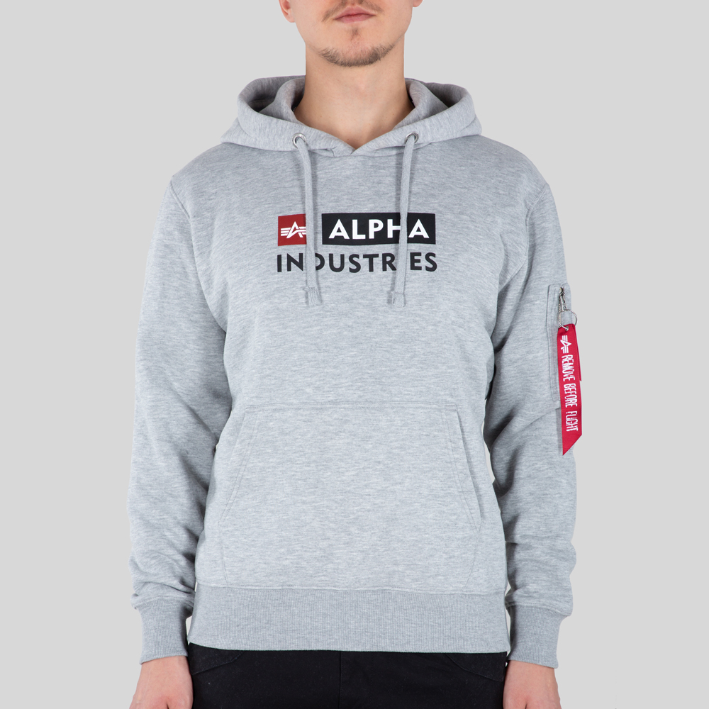 mikina Alpha Block-Logo Hoody grey heather
