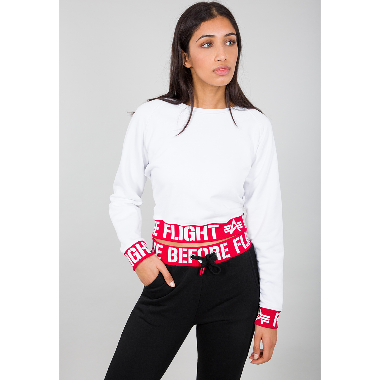 mikina RBF Cropped Sweater WMN white
