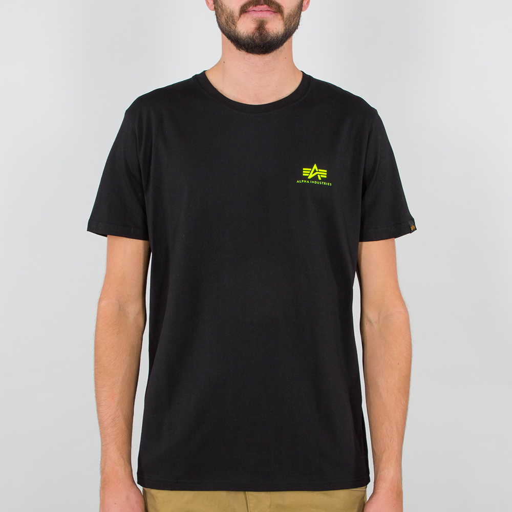 tričko BASIC T SMALL LOGO black/neon yellow
