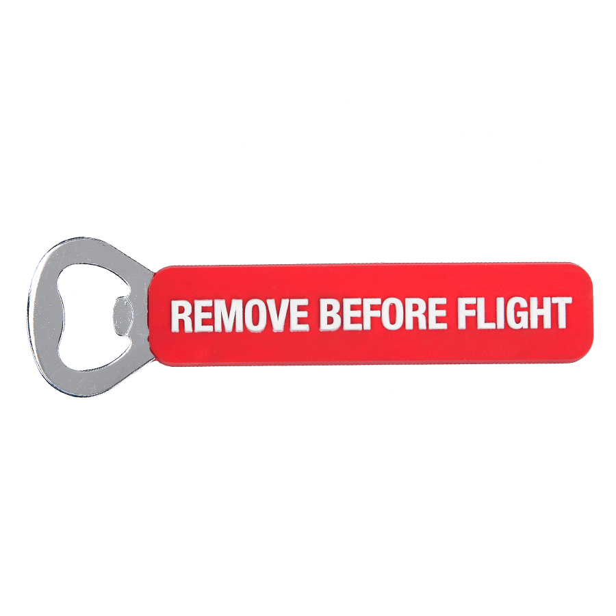 otvírák na lahve Remove Before Flight červený