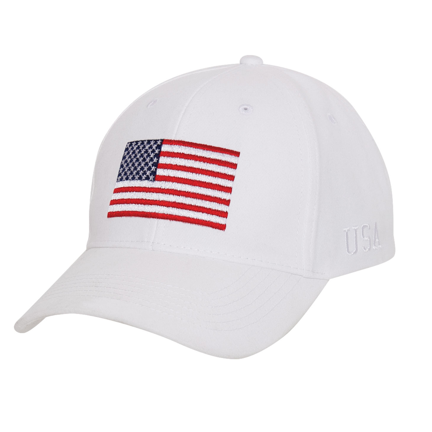 čepice baseball s barevnou vlajkou USA bílá