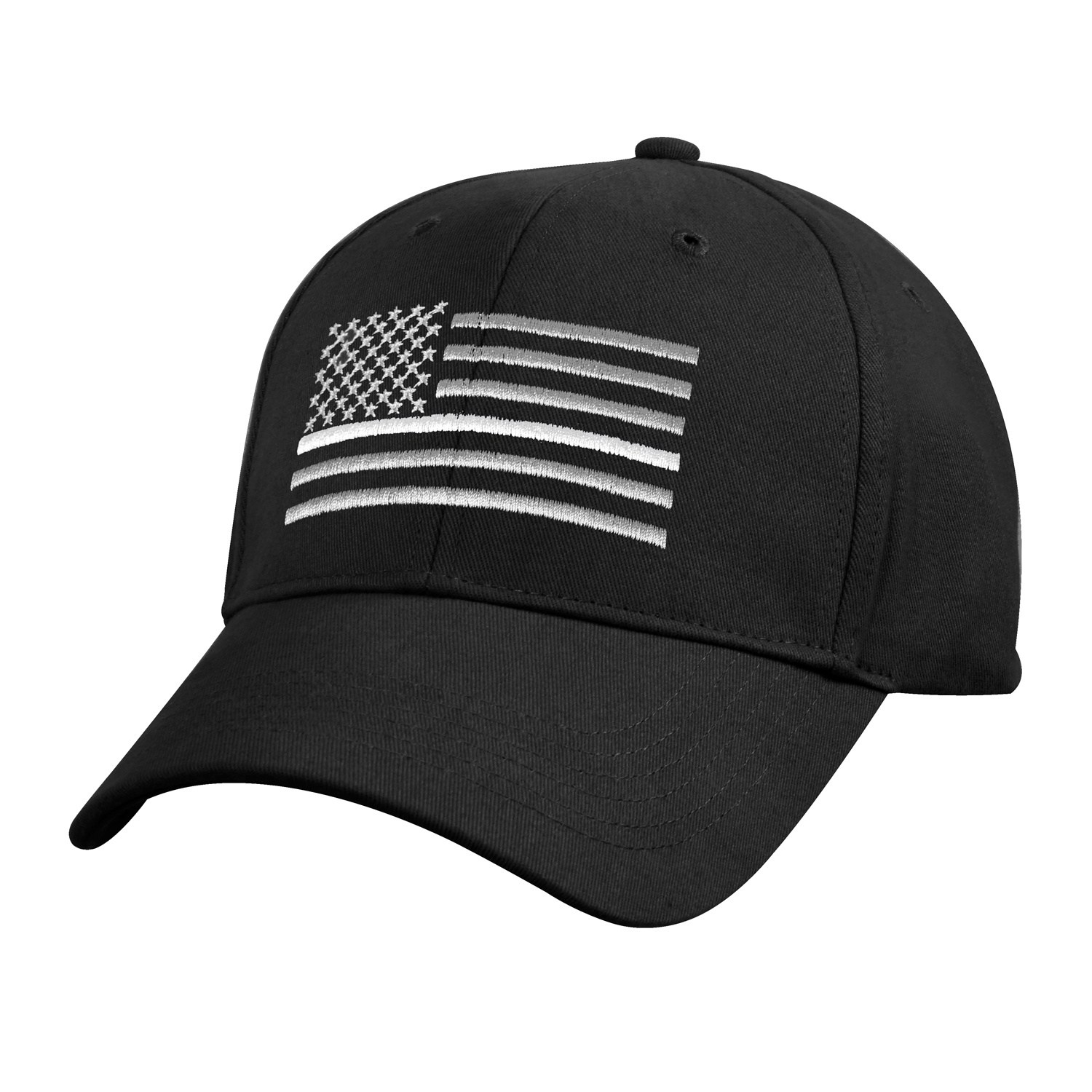 čepice s vlajkou USA s bílou linkou černá