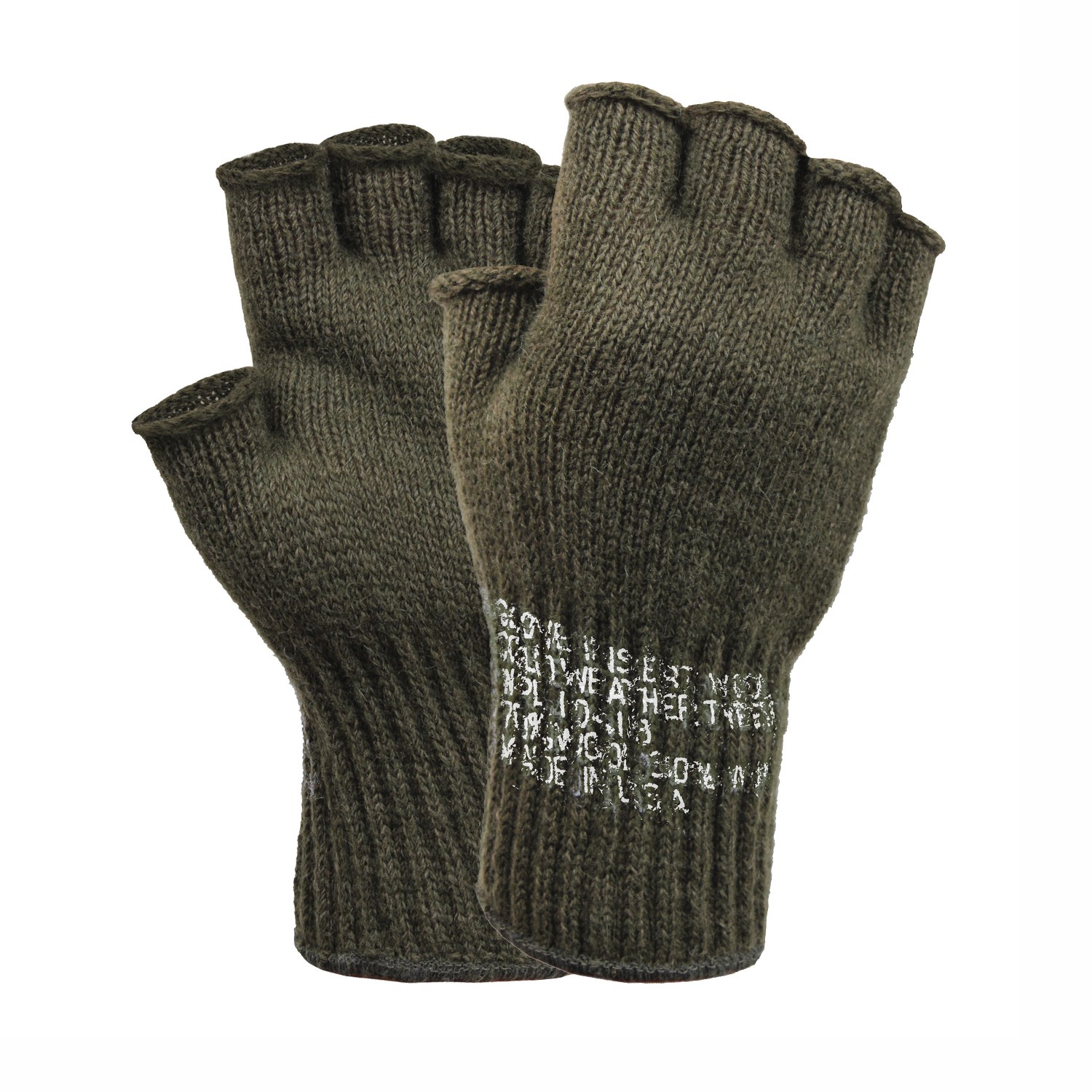 rukavice vlněné bez prstů US zelené