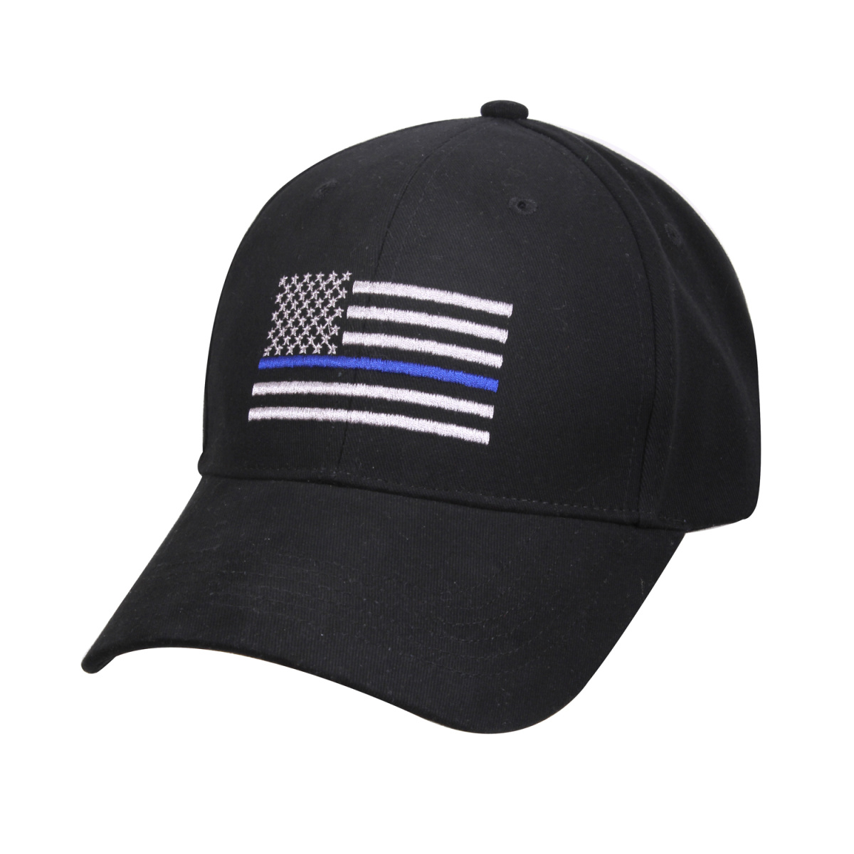 čepice s vlajkou USA s modrou linkou černá