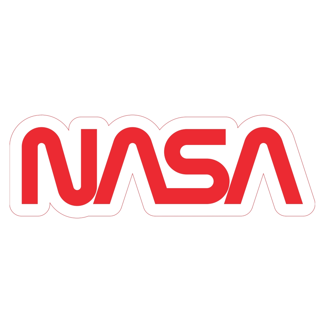 samolepka NASA worm logo 9x3cm červená