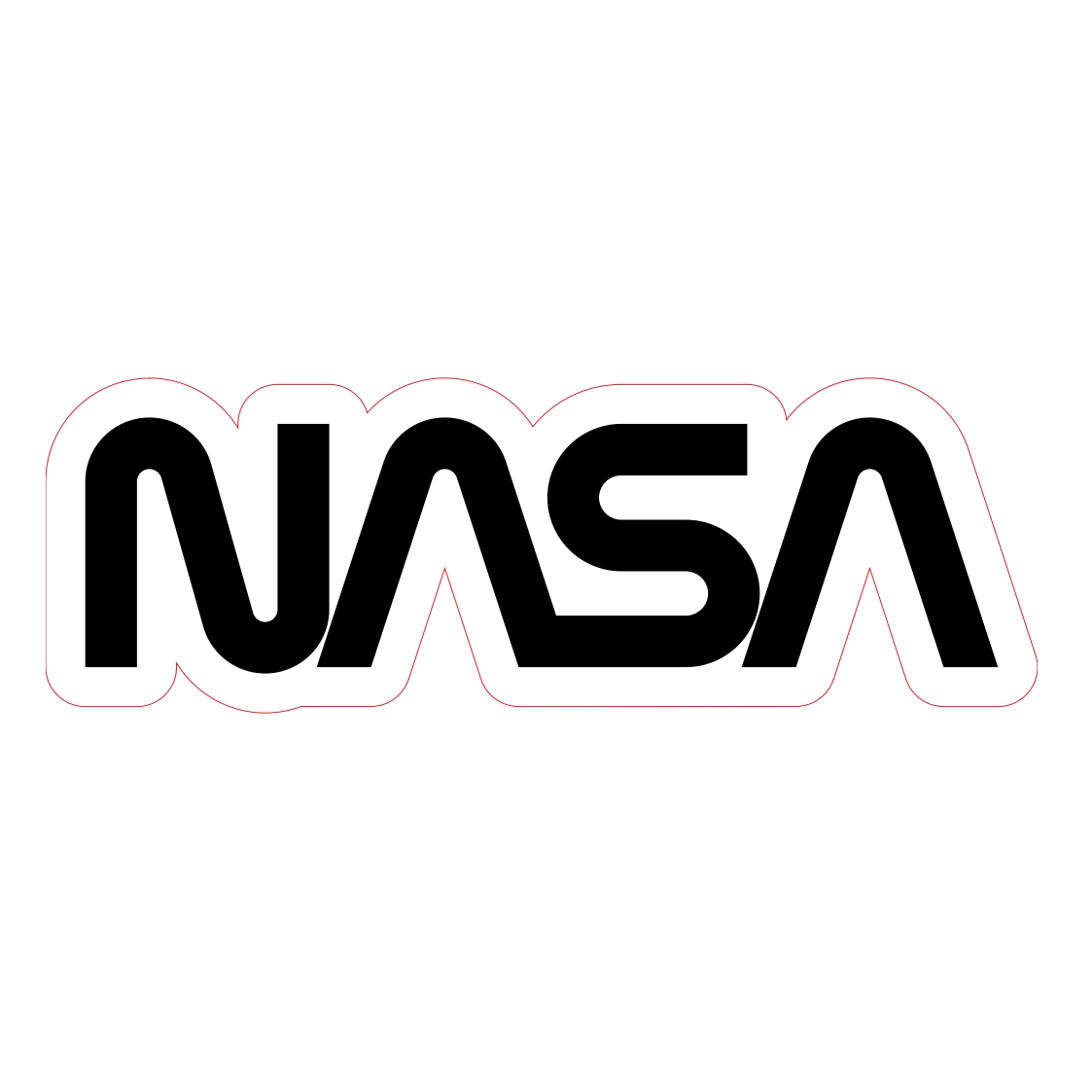 samolepka NASA worm logo 9x3cm černá