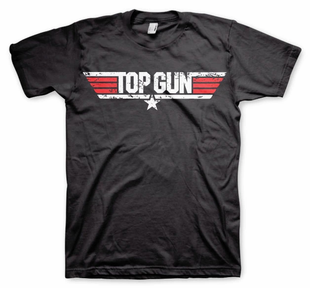 tričko Top Gun Distressed Logo černé