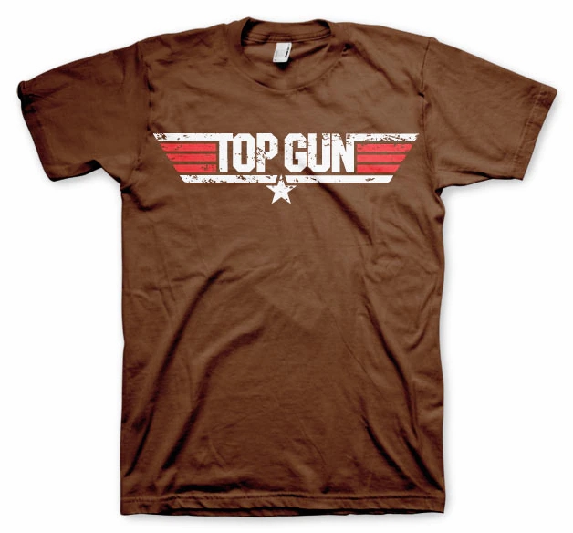 tričko Top Gun Distressed Logo hnědé