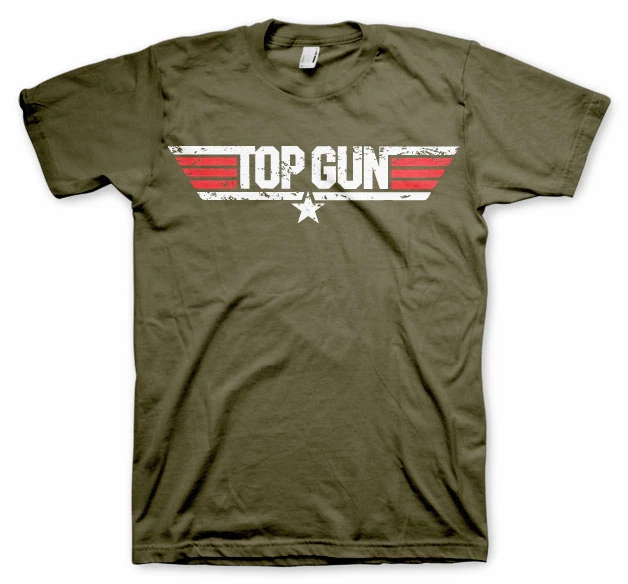 tričko Top Gun Distressed Logo olivově zelené