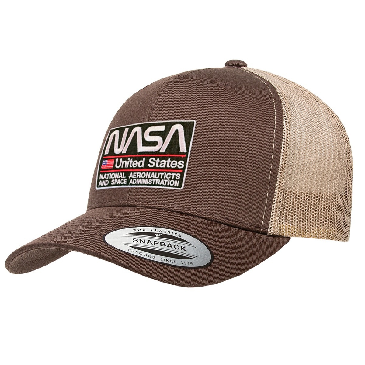 čepice NASA United States Premium Trucker hnědá/béžová