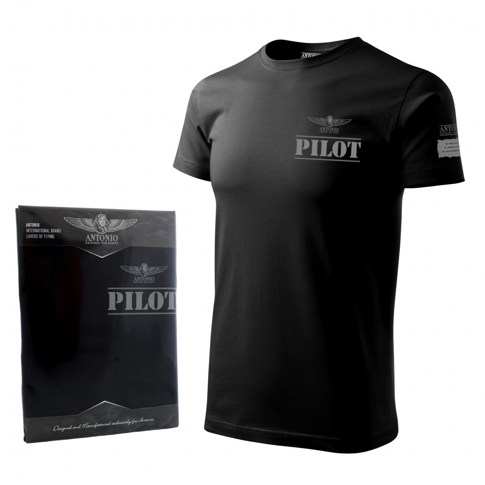 tričko s nápisem PILOT BL černé